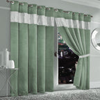 OLIVIA ROCCO Diamante Sage Green Blackout Eyelet Curtains With Tie Backs Thermal Ring Top - Joe’s Haven