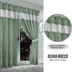 OLIVIA ROCCO Diamante Sage Green Blackout Eyelet Curtains With Tie Backs Thermal Ring Top - Joe’s Haven