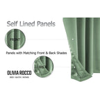 OLIVIA ROCCO Diamante Sage Green Blackout Eyelet Curtains With Tie Backs Thermal Ring Top - Joe’s Haven