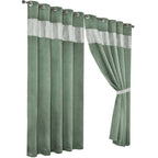 OLIVIA ROCCO Diamante Sage Green Blackout Eyelet Curtains With Tie Backs Thermal Ring Top - Joe’s Haven