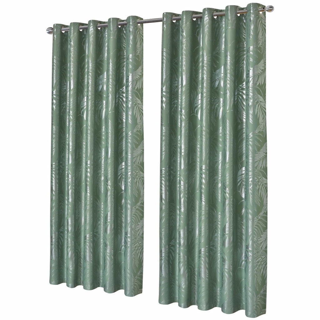 OLIVIA ROCCO Leaf Sage Green Sparkle Blackout Curtains With Thermal Insulation Eyelet - Joe’s Haven