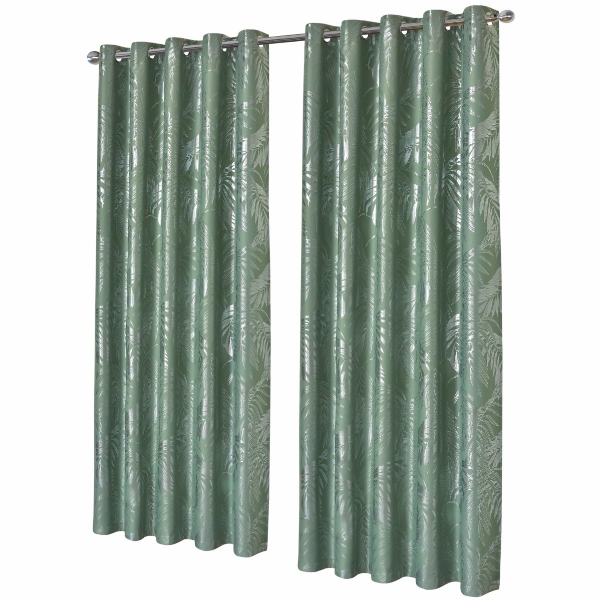 OLIVIA ROCCO Leaf Sage Green Sparkle Blackout Curtains With Thermal Insulation Eyelet - Joe’s Haven