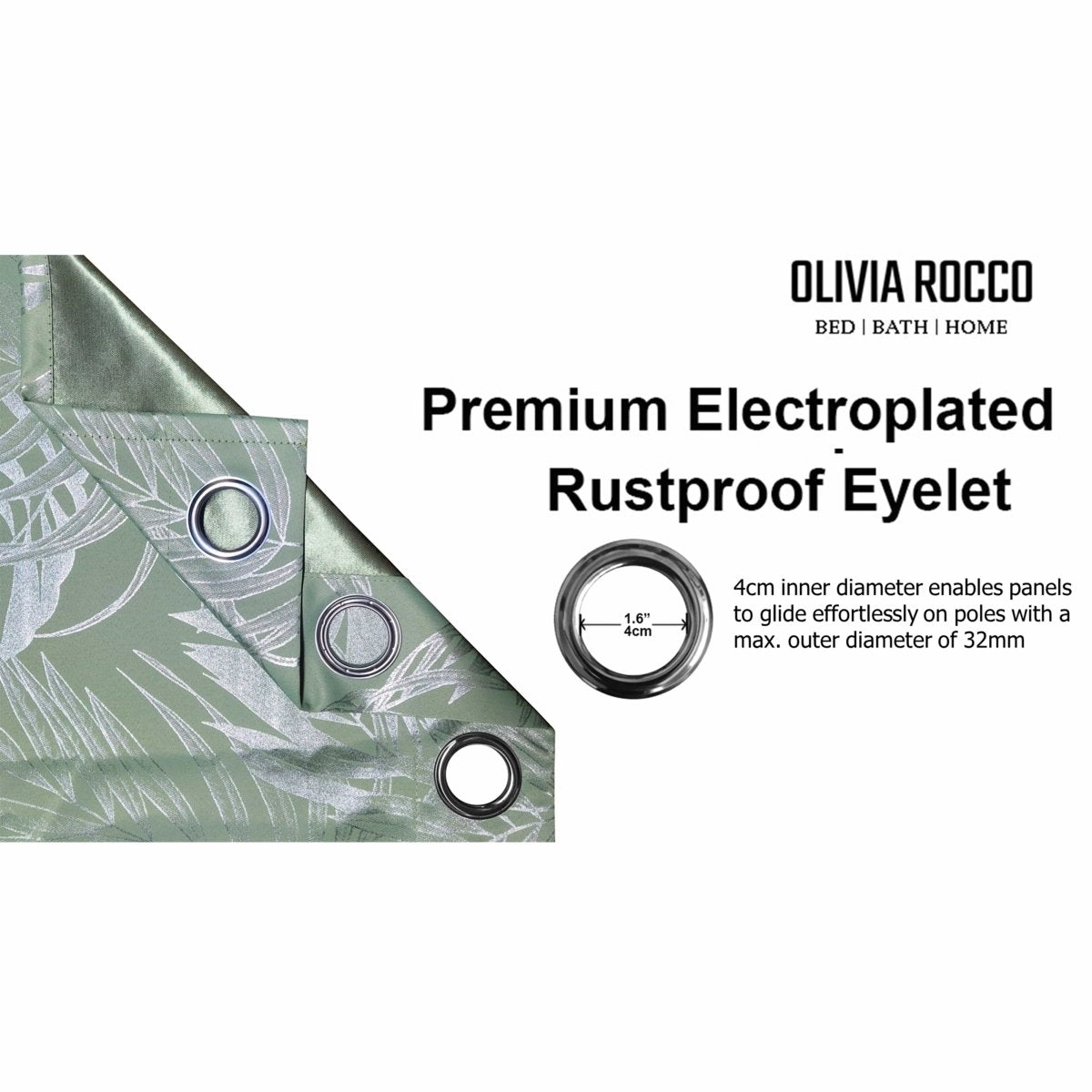 OLIVIA ROCCO Leaf Sage Green Sparkle Blackout Curtains With Thermal Insulation Eyelet - Joe’s Haven