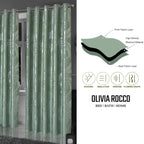OLIVIA ROCCO Leaf Sage Green Sparkle Blackout Curtains With Thermal Insulation Eyelet - Joe’s Haven