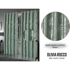 OLIVIA ROCCO Leaf Sage Green Sparkle Blackout Curtains With Thermal Insulation Eyelet - Joe’s Haven