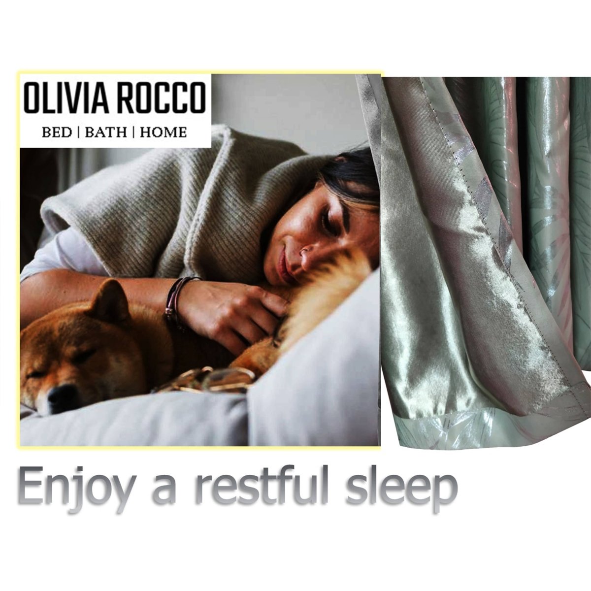 OLIVIA ROCCO Leaf Sage Green Sparkle Blackout Curtains With Thermal Insulation Eyelet - Joe’s Haven