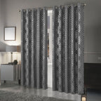 OLIVIA ROCCO Geometric Sparkle Blackout Curtains Silver Eyelet Ring Top Soft Thermal - Joe’s Haven