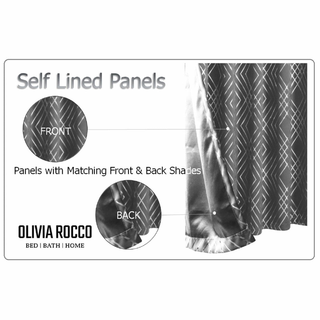 OLIVIA ROCCO Geometric Sparkle Blackout Curtains Silver Eyelet Ring Top Soft Thermal - Joe’s Haven