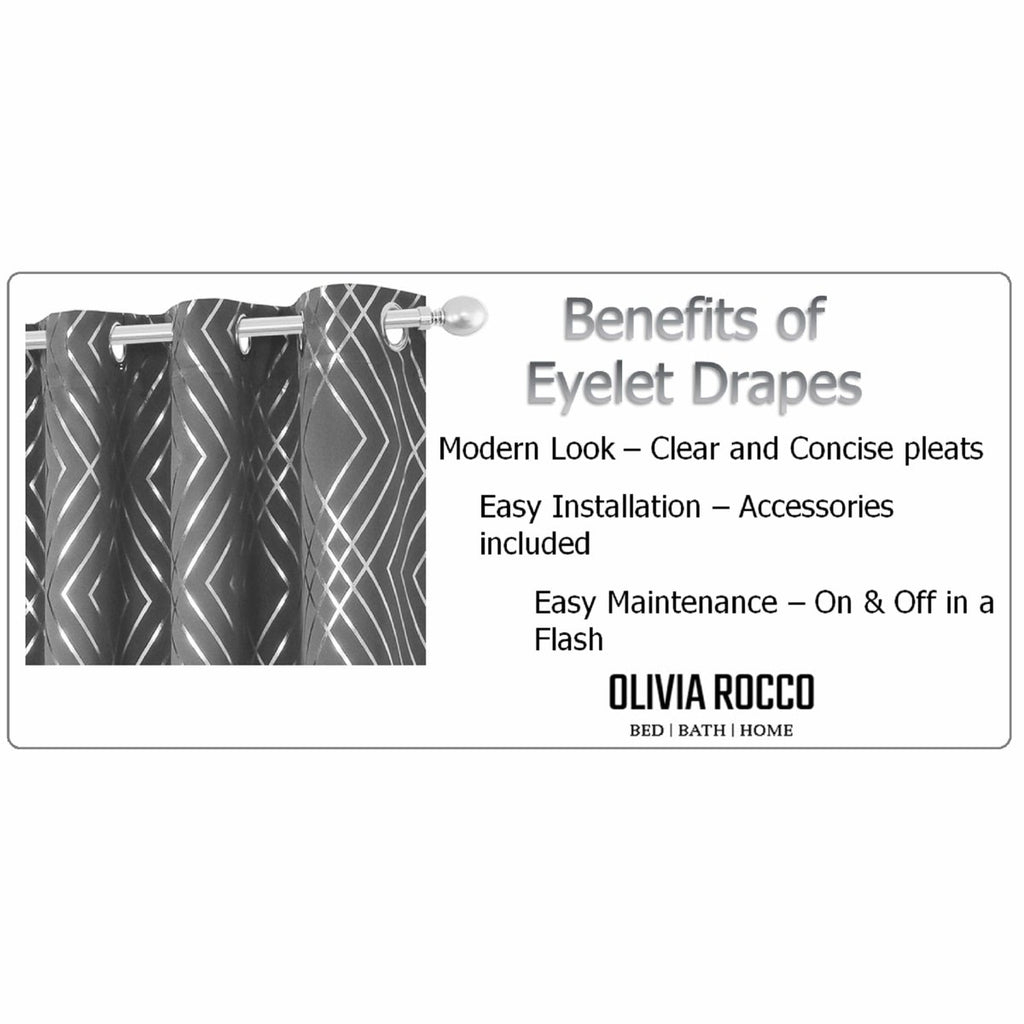 OLIVIA ROCCO Geometric Sparkle Blackout Curtains Silver Eyelet Ring Top Soft Thermal - Joe’s Haven