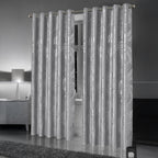 OLIVIA ROCCO Leaf Silver Sparkle Blackout Curtains Super Soft Thermal Insulated Eyelet - Joe’s Haven