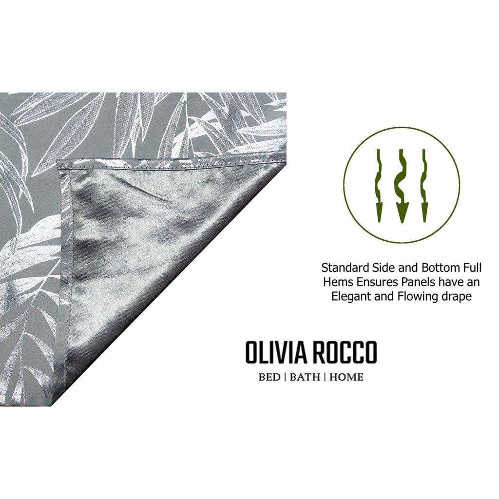 OLIVIA ROCCO Leaf Silver Sparkle Blackout Curtains Super Soft Thermal Insulated Eyelet - Joe’s Haven