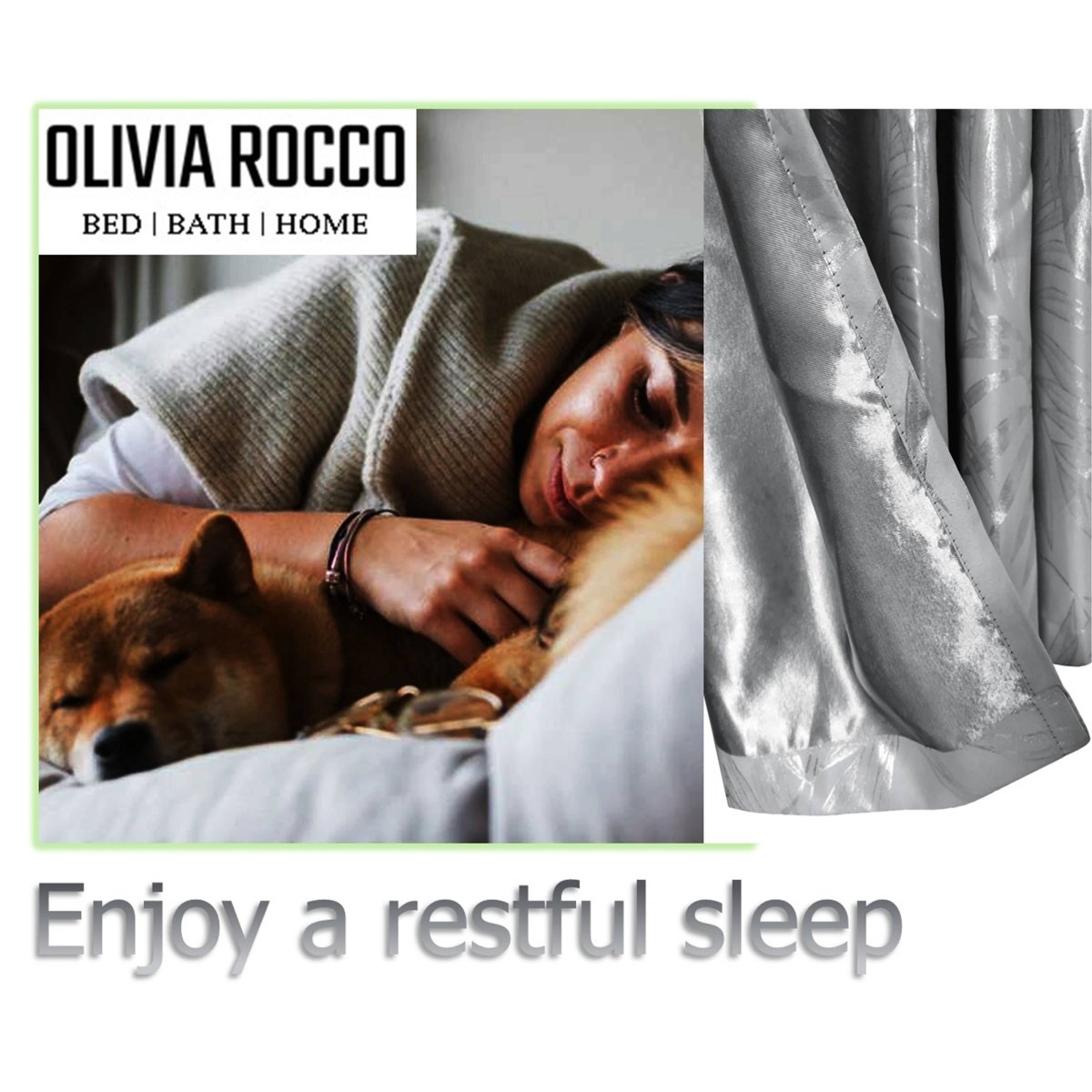 OLIVIA ROCCO Leaf Silver Sparkle Blackout Curtains Super Soft Thermal Insulated Eyelet - Joe’s Haven