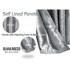 OLIVIA ROCCO Leaf Silver Sparkle Blackout Curtains Super Soft Thermal Insulated Eyelet - Joe’s Haven