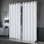 OLIVIA ROCCO Geometric White Sparkle Blackout Curtains Soft Thermal Insulated Drapes - Joe’s Haven