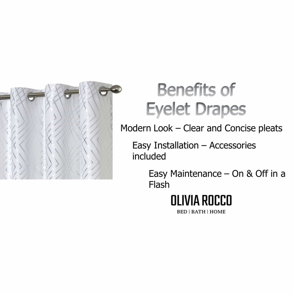 OLIVIA ROCCO Geometric White Sparkle Blackout Curtains Soft Thermal Insulated Drapes - Joe’s Haven