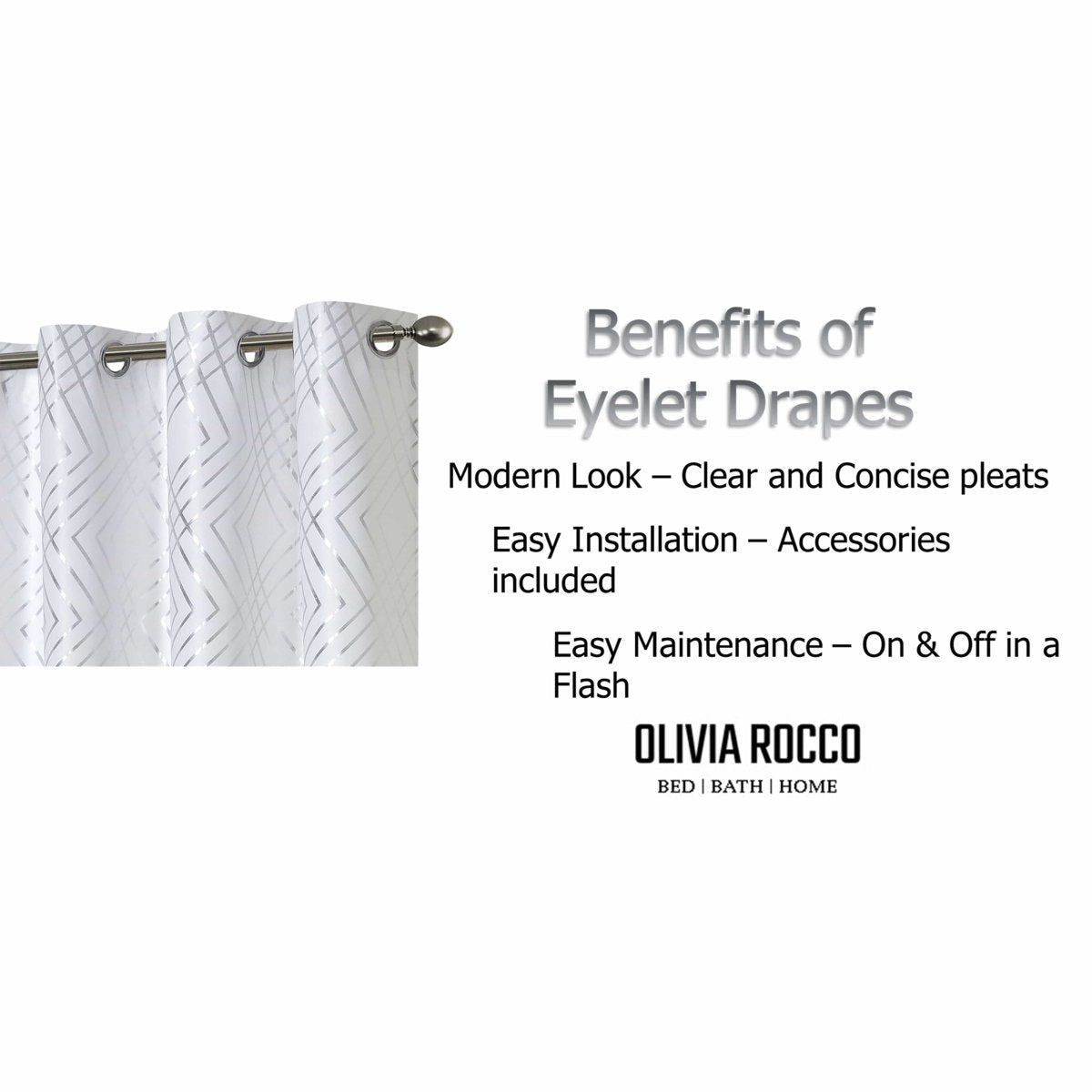 OLIVIA ROCCO Geometric White Sparkle Blackout Curtains Soft Thermal Insulated Drapes - Joe’s Haven