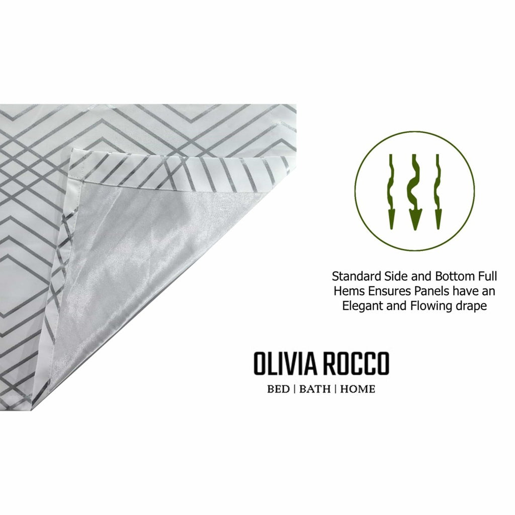 OLIVIA ROCCO Geometric White Sparkle Blackout Curtains Soft Thermal Insulated Drapes - Joe’s Haven