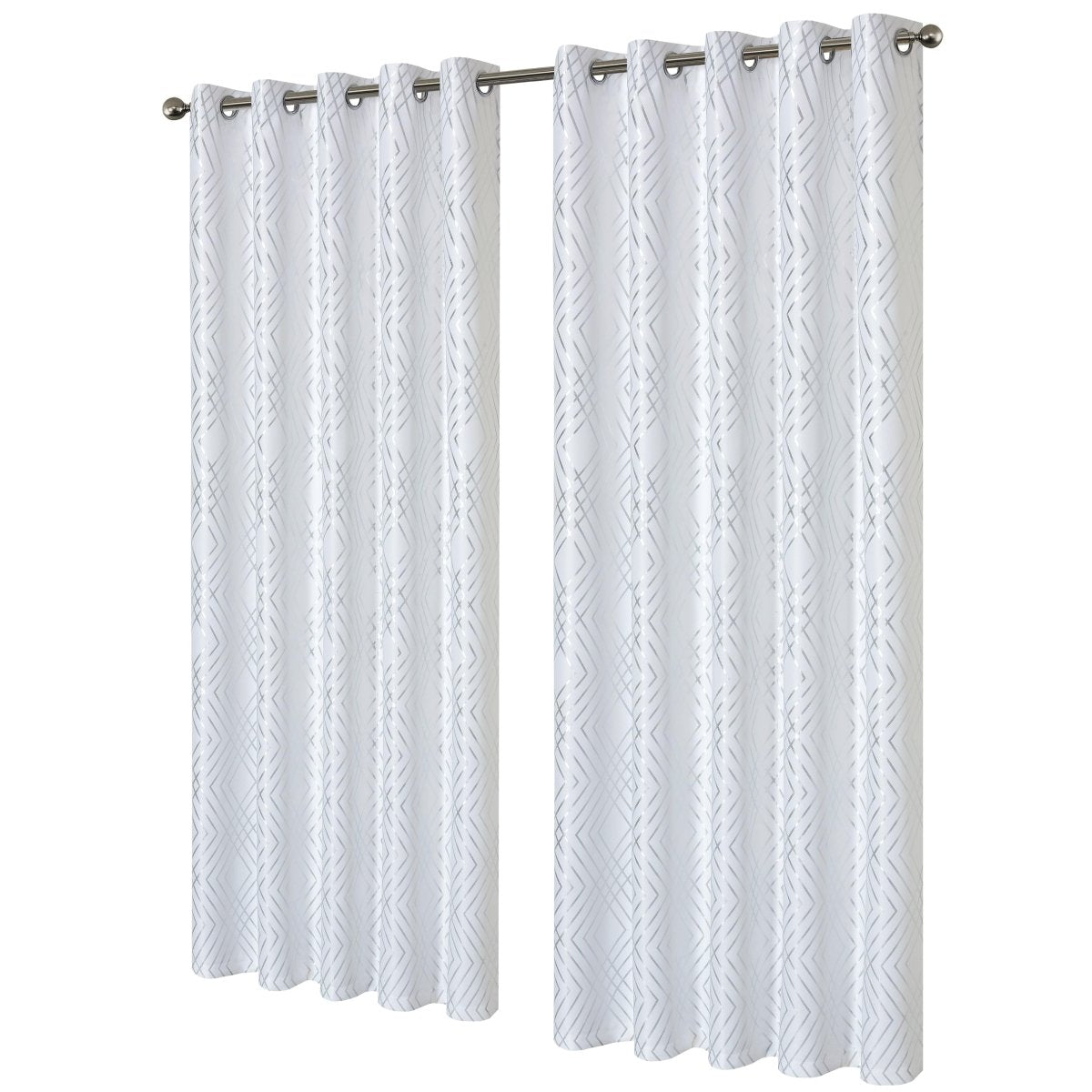 OLIVIA ROCCO Geometric White Sparkle Blackout Curtains Soft Thermal Insulated Drapes - Joe’s Haven