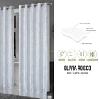 OLIVIA ROCCO Leaf White Sparkle Blackout Curtains Super Soft Fabric Thermal Insulated - Joe’s Haven