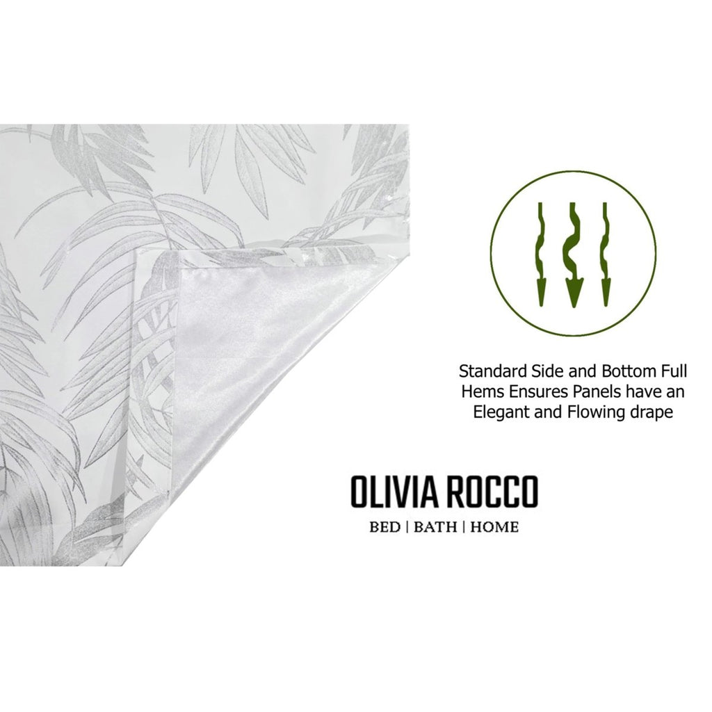 OLIVIA ROCCO Leaf White Sparkle Blackout Curtains Super Soft Fabric Thermal Insulated - Joe’s Haven