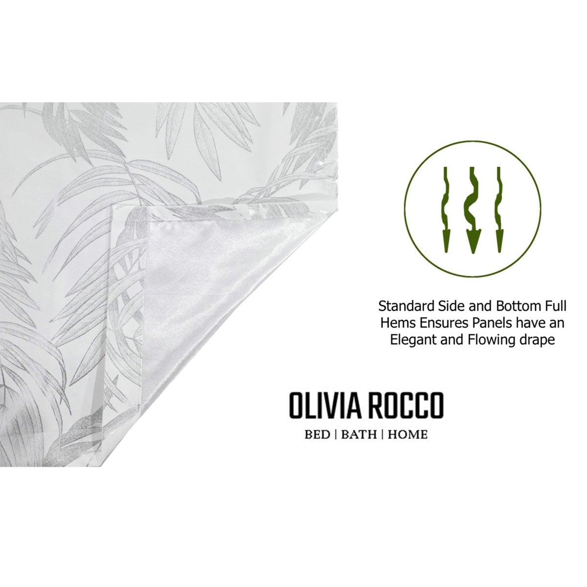 OLIVIA ROCCO Leaf White Sparkle Blackout Curtains Super Soft Fabric Thermal Insulated - Joe’s Haven