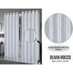 OLIVIA ROCCO Leaf White Sparkle Blackout Curtains Super Soft Fabric Thermal Insulated - Joe’s Haven