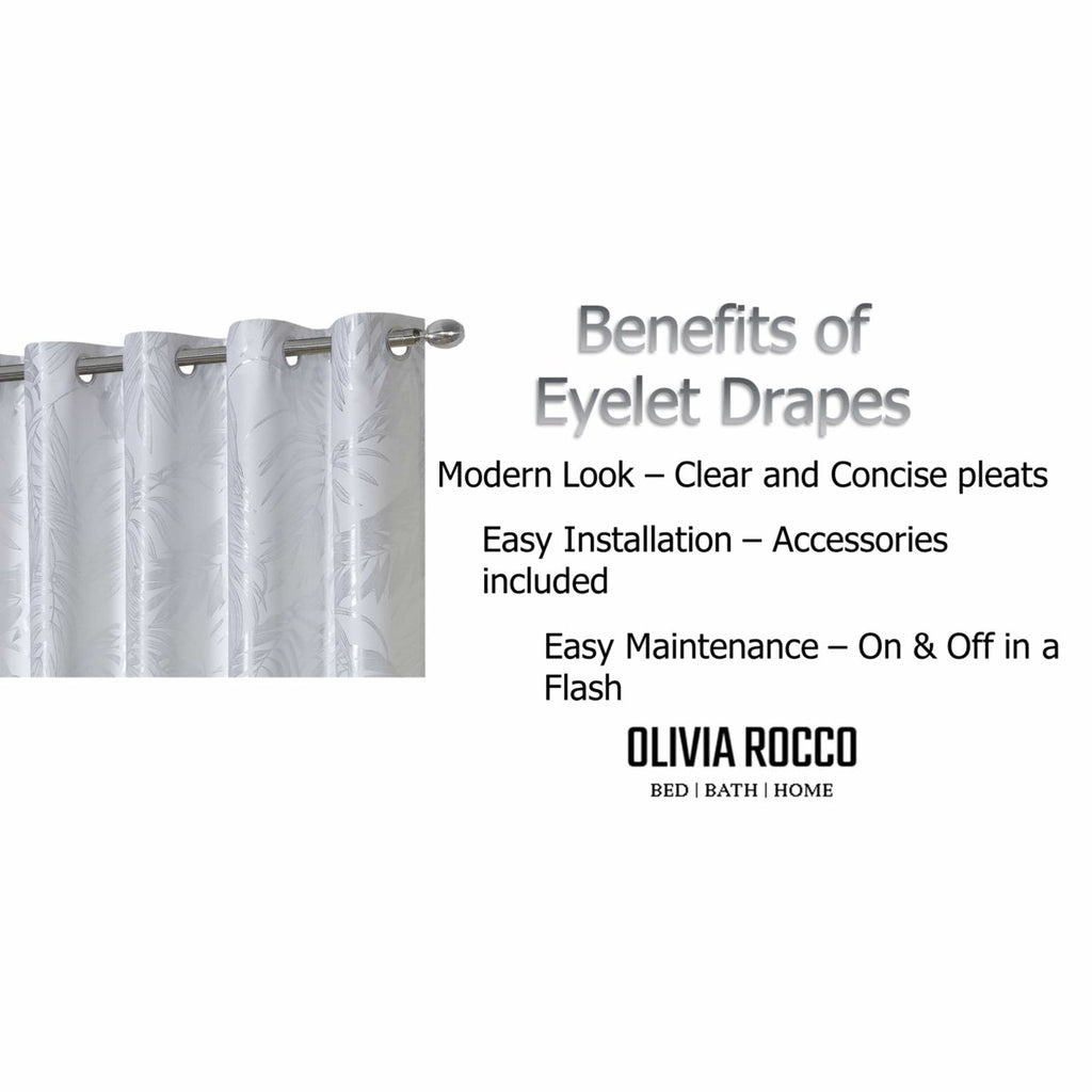 OLIVIA ROCCO Leaf White Sparkle Blackout Curtains Super Soft Fabric Thermal Insulated - Joe’s Haven