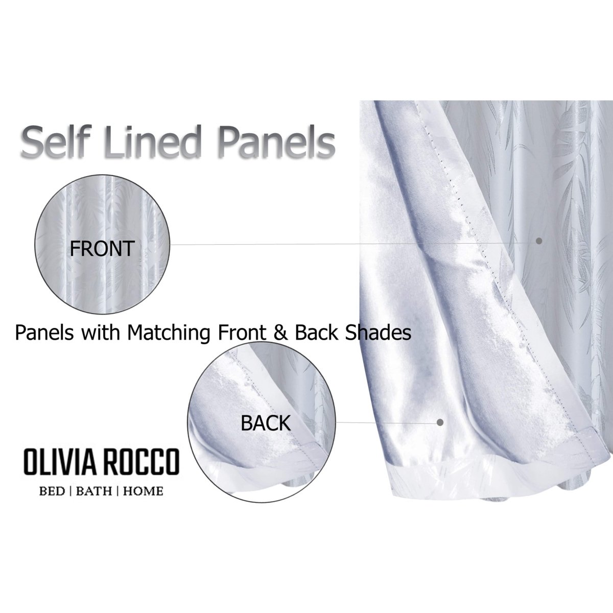 OLIVIA ROCCO Leaf White Sparkle Blackout Curtains Super Soft Fabric Thermal Insulated - Joe’s Haven