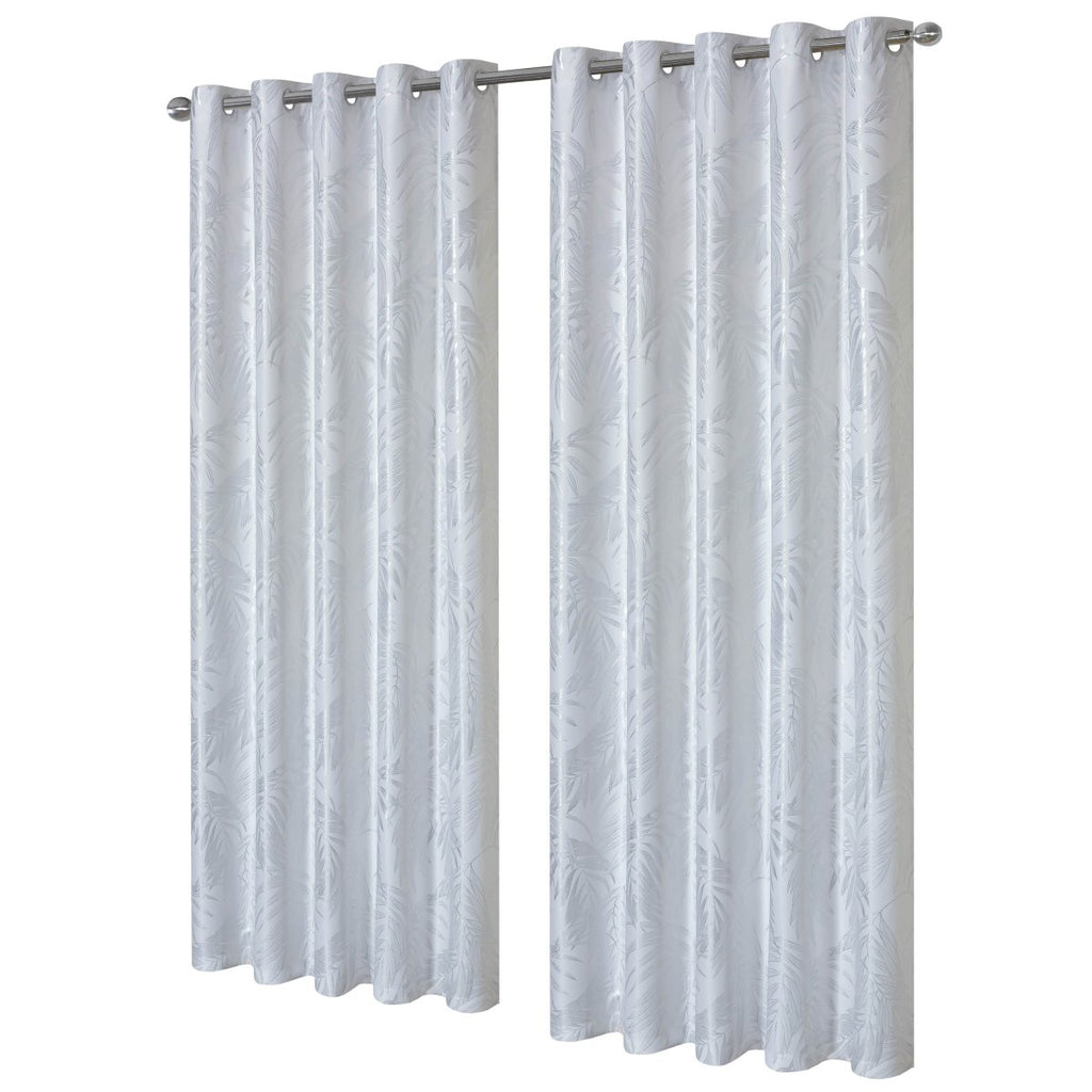 OLIVIA ROCCO Leaf White Sparkle Blackout Curtains Super Soft Fabric Thermal Insulated - Joe’s Haven