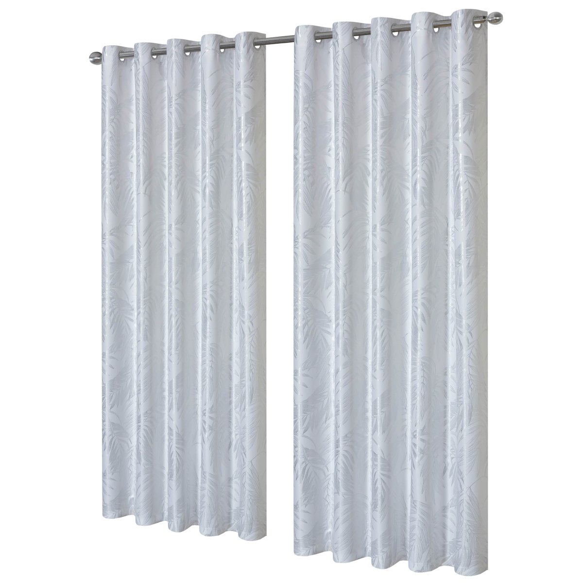 OLIVIA ROCCO Leaf White Sparkle Blackout Curtains Super Soft Fabric Thermal Insulated - Joe’s Haven