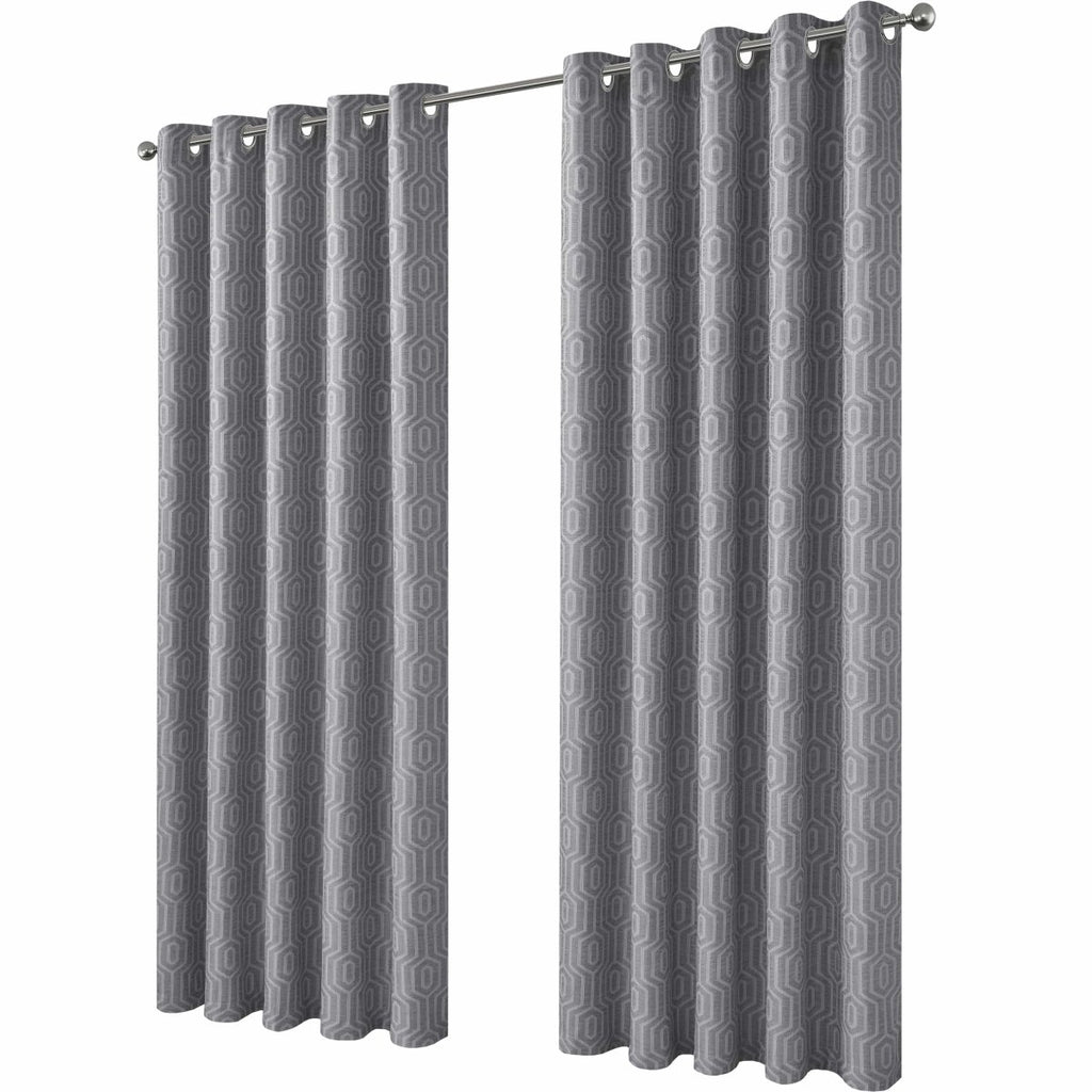 OLIVIA ROCCO Paris Eyelet Jacquard Curtains Grey Geometric Pattern Thermal Insulated - Joe’s Haven