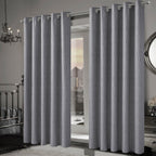 OLIVIA ROCCO Paris Eyelet Jacquard Curtains Grey Geometric Pattern Thermal Insulated - Joe’s Haven