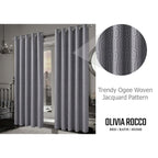 OLIVIA ROCCO Paris Eyelet Jacquard Curtains Grey Geometric Pattern Thermal Insulated - Joe’s Haven