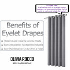 OLIVIA ROCCO Paris Eyelet Jacquard Curtains Grey Geometric Pattern Thermal Insulated - Joe’s Haven