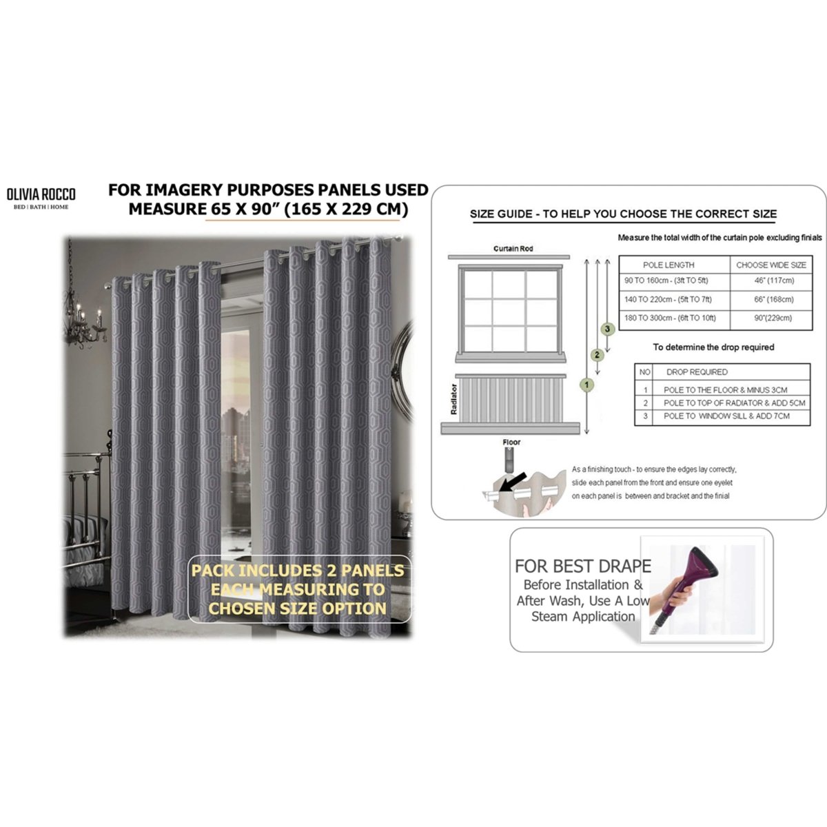 OLIVIA ROCCO Paris Eyelet Jacquard Curtains Grey Geometric Pattern Thermal Insulated - Joe’s Haven