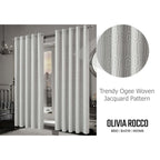 OLIVIA ROCCO Paris Eyelet Jacquard Curtains Natural Geometric Pattern Thermal Insulated - Joe’s Haven