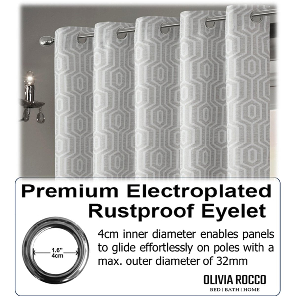 OLIVIA ROCCO Paris Eyelet Jacquard Curtains Natural Geometric Pattern Thermal Insulated - Joe’s Haven