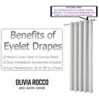 OLIVIA ROCCO Paris Eyelet Jacquard Curtains Natural Geometric Pattern Thermal Insulated - Joe’s Haven