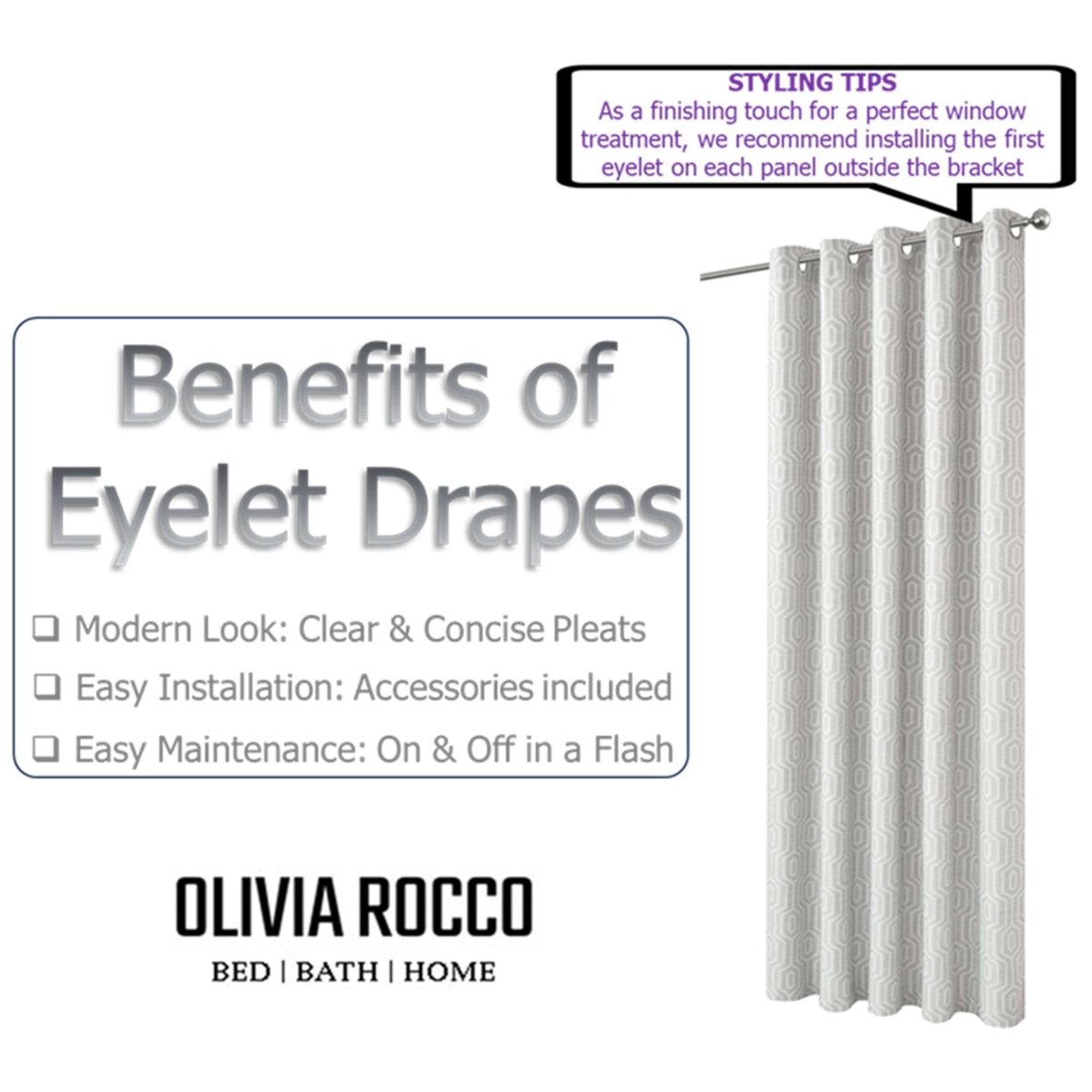 OLIVIA ROCCO Paris Eyelet Jacquard Curtains Natural Geometric Pattern Thermal Insulated - Joe’s Haven