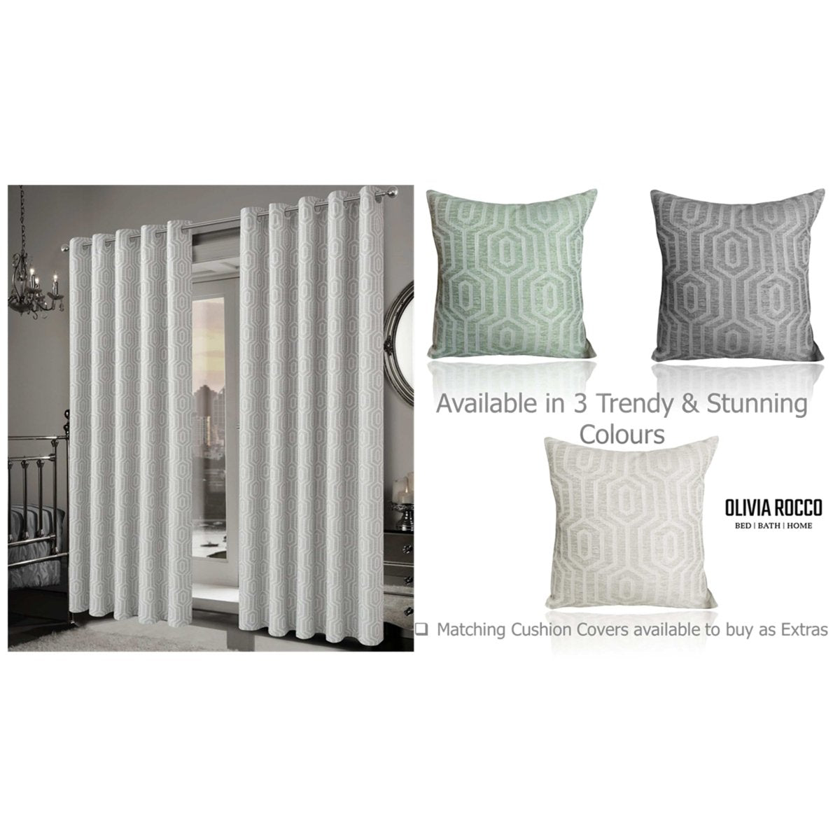 OLIVIA ROCCO Paris Eyelet Jacquard Curtains Natural Geometric Pattern Thermal Insulated - Joe’s Haven