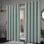 OLIVIA ROCCO Paris Eyelet Jacquard Curtains Sage Green Geometric Pattern Thermal - Joe’s Haven