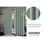 OLIVIA ROCCO Paris Eyelet Jacquard Curtains Sage Green Geometric Pattern Thermal - Joe’s Haven