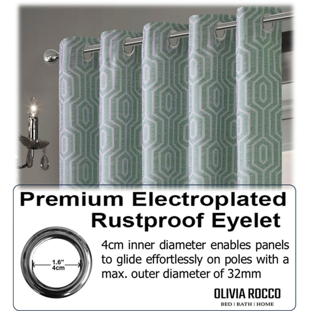 OLIVIA ROCCO Paris Eyelet Jacquard Curtains Sage Green Geometric Pattern Thermal - Joe’s Haven