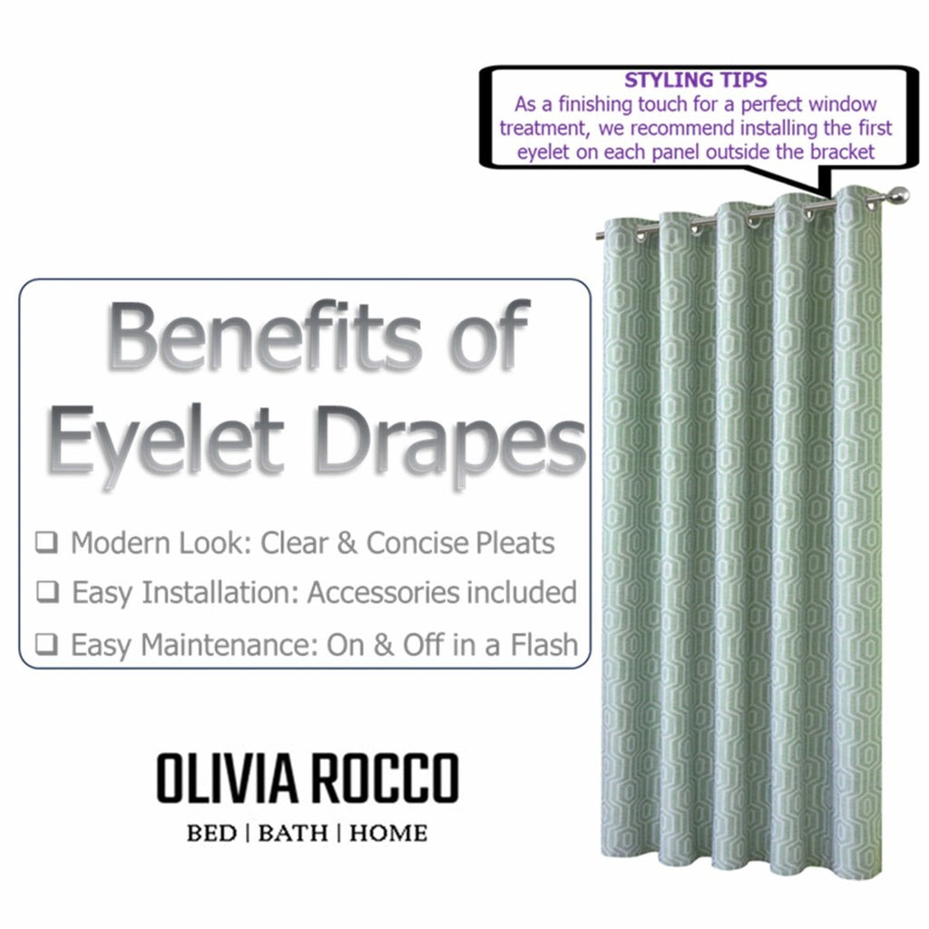 OLIVIA ROCCO Paris Eyelet Jacquard Curtains Sage Green Geometric Pattern Thermal - Joe’s Haven