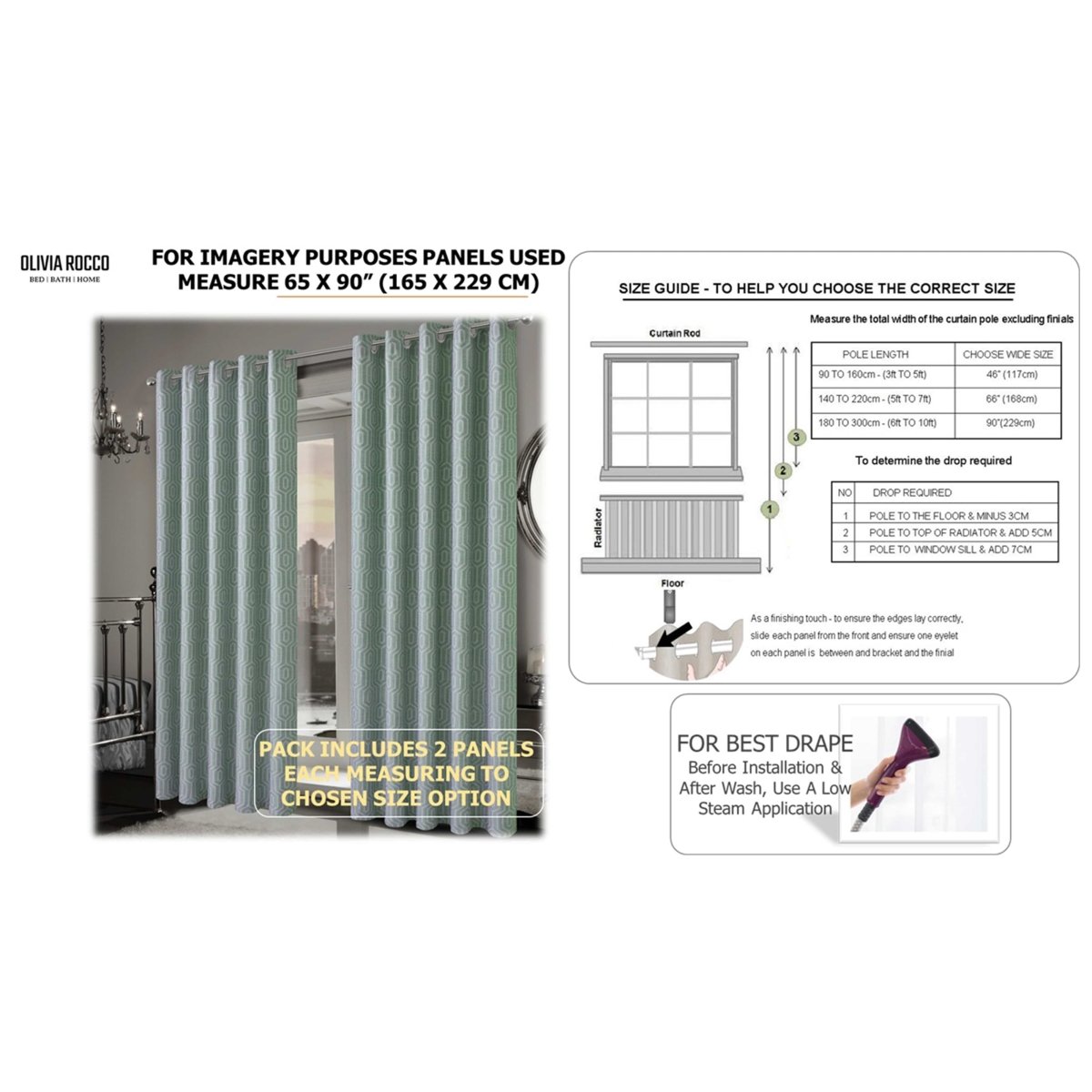OLIVIA ROCCO Paris Eyelet Jacquard Curtains Sage Green Geometric Pattern Thermal - Joe’s Haven