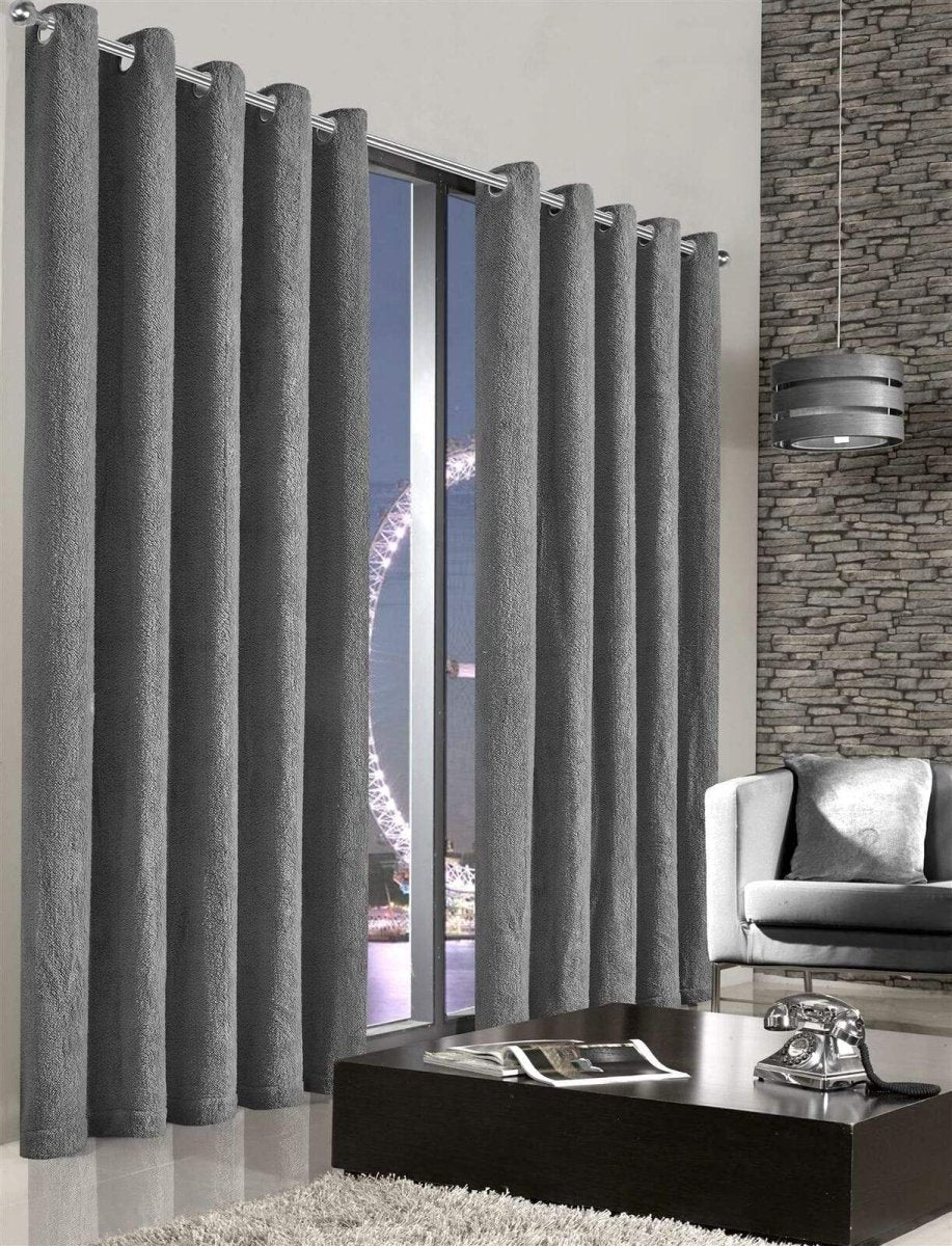 OLIVIA ROCCO Teddy Fleece Thermal Curtains Eyelet Top Plush Energy Efficient Sold As Pair - Joe’s Haven