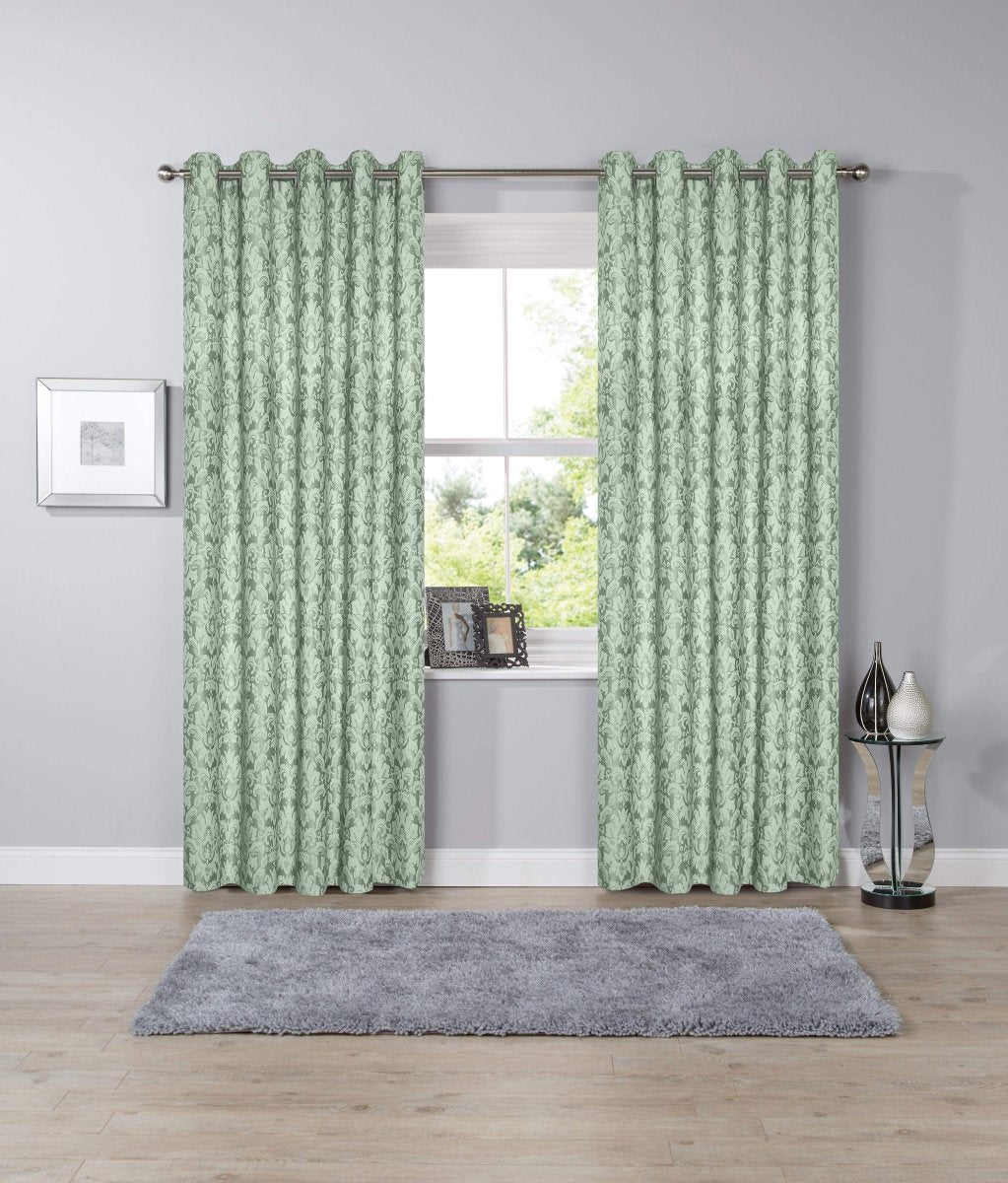 OLIVIA ROCCO Savoy Hand Woven Jacquard Curtains Cotton Blend Eyelet Ring Top OEKO - TEX - Joe’s Haven