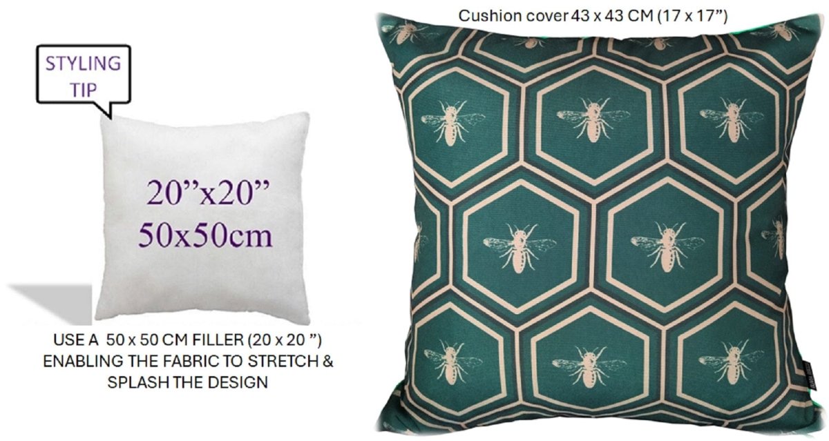 OLIVIA ROCCO Emerald Bees Waterproof Cushion Covers 43 x 43 cm Reversible Breathable - Joe’s Haven