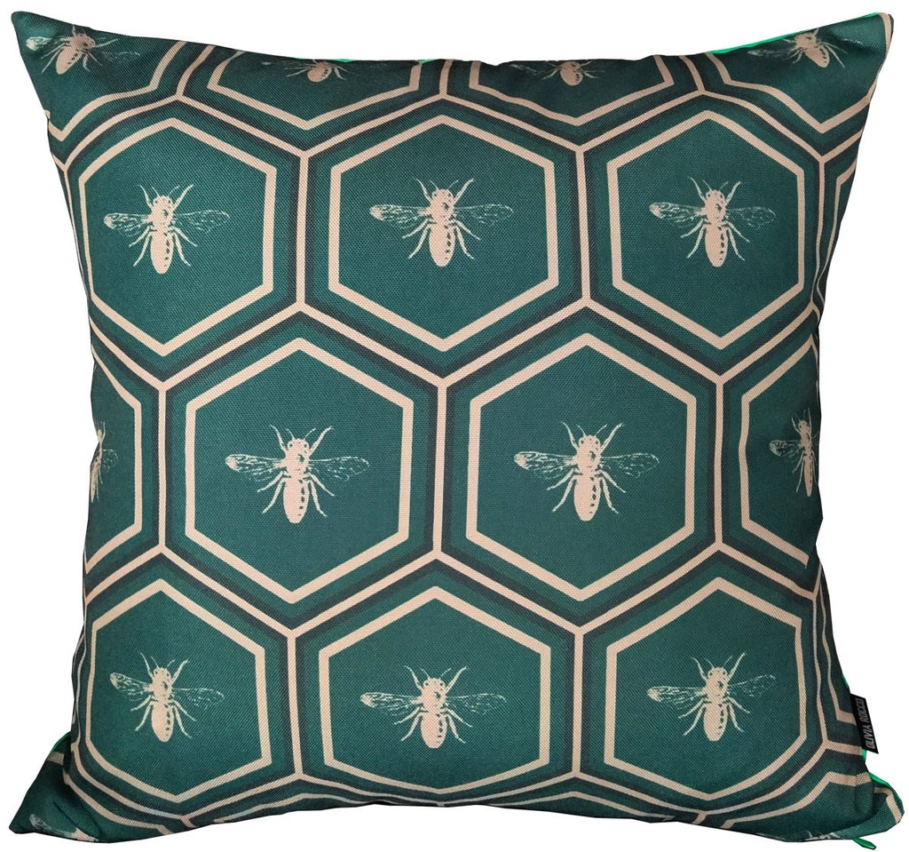 OLIVIA ROCCO Emerald Bees Waterproof Cushion Covers 43 x 43 cm Reversible Breathable - Joe’s Haven