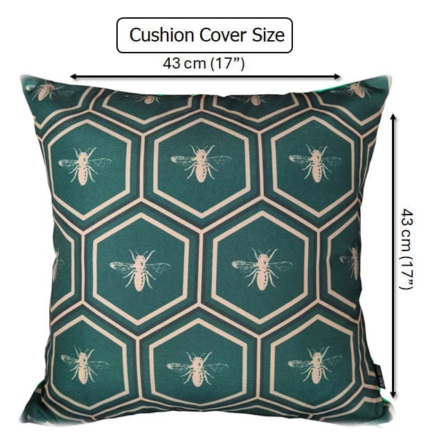OLIVIA ROCCO Emerald Bees Waterproof Cushion Covers 43 x 43 cm Reversible Breathable - Joe’s Haven